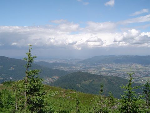 Ob�z w�drowny - panorama ze Skrzycznego
