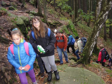 XVI Rajd 'G�ry Sto�owe' - podej�cie na Zamek Le�na s032 - PTTK Strzelin