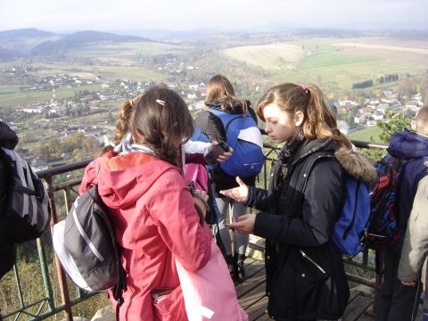 XVI Rajd 'G�ry Sto�owe' - taras widokowy na Szczytniku s057 - PTTK Strzelin