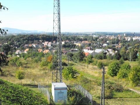 Wzgrza Strzeliskie - Szacowa - widok z wiey na Strzelin s023 - PTTK Strzelin